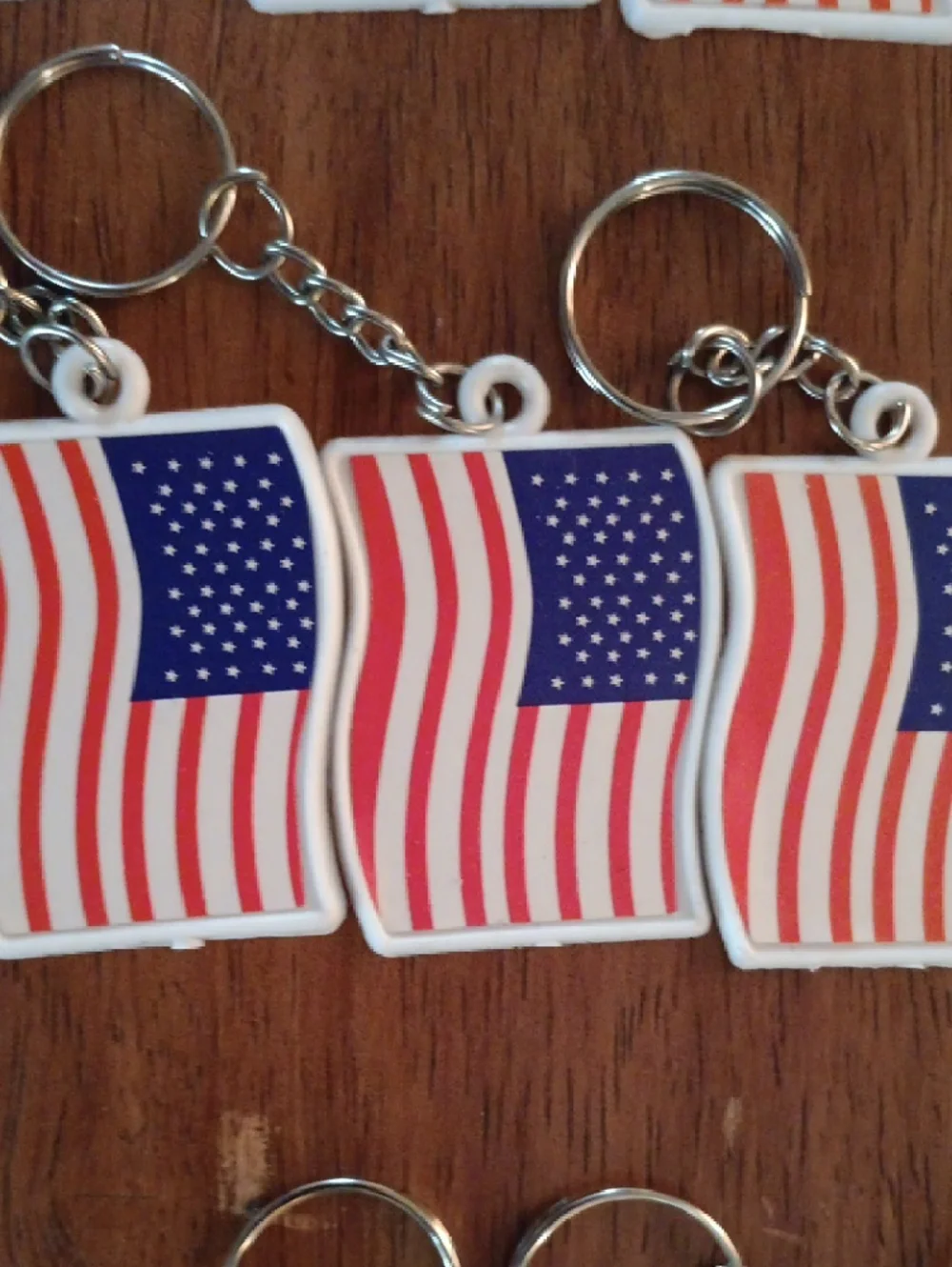 American Flag Keychain Lot -100 Ct. Red, White & Blue 2in x 1in $6